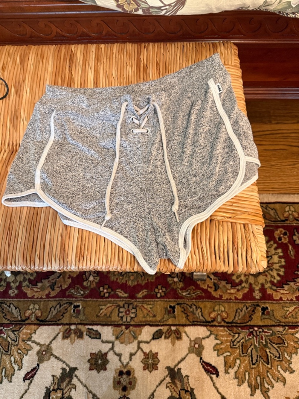 PINK Victoria's Secret Heather Gray Athletic Lounge Shorts with White Trim